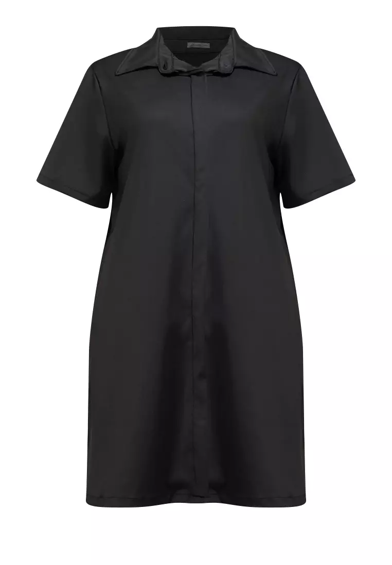 Buy Maxine Plus Size Collared Stretch Shirt Dress 2025 Online