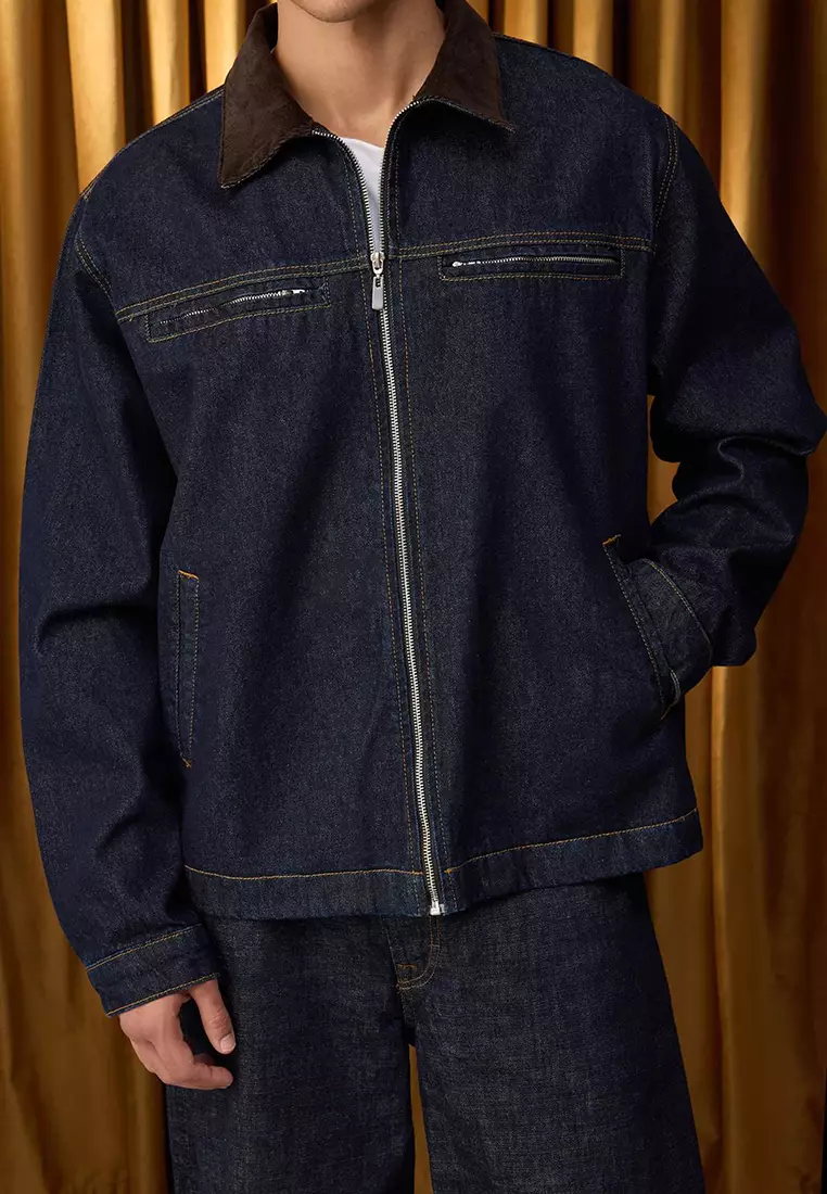 Cord Collar Denim Jacket