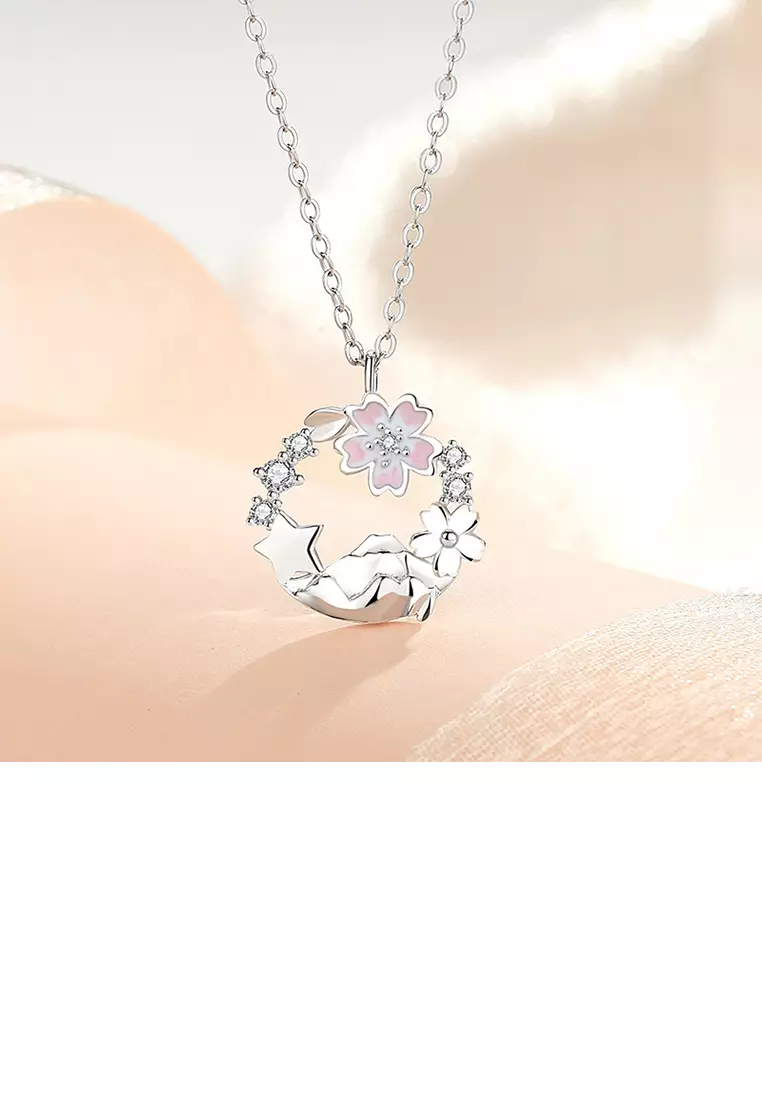 Buy Glamorousky 925 Sterling Silver Fashion Sweet Cherry Blossom