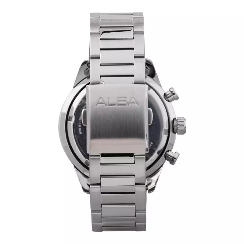 Jam Tangan Pria Alba Active AM3889X1 Chronograph Men Green Dial Stainless Steel Strap