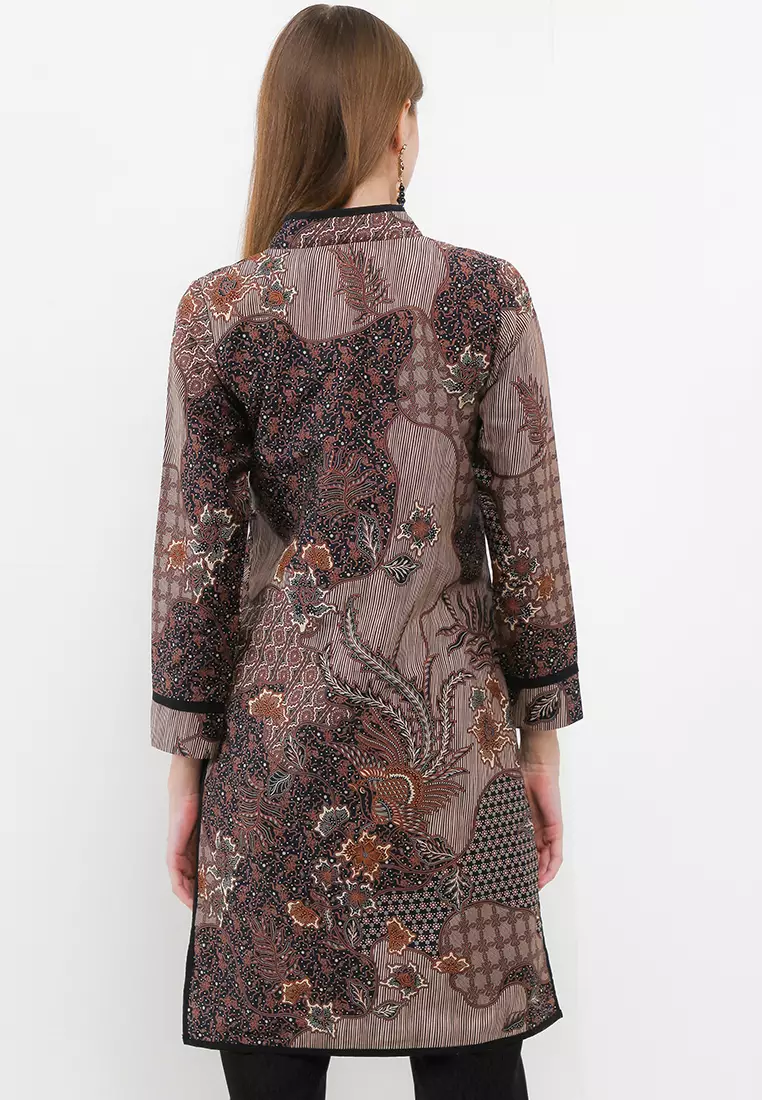 Tunik Muslim Atasan Wanita Batik Premium Denia Sogan Brown
