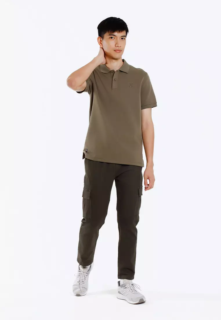 Forest Mens Stretchable Cotton Slim Fit Polo Tee - 23961-48Olive