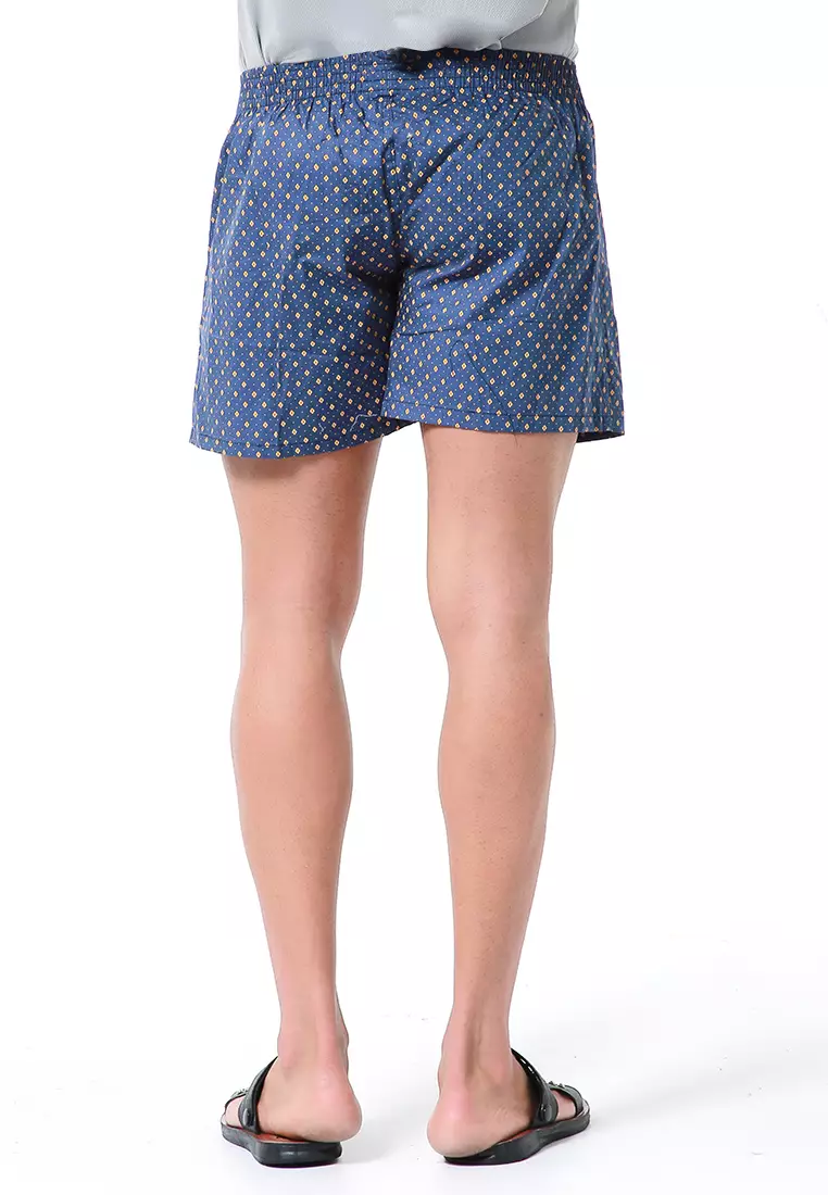 Grissham Celana Pendek Pria Short Boxer Motif Polkadot Material Cotton ORIGINAL - Blue