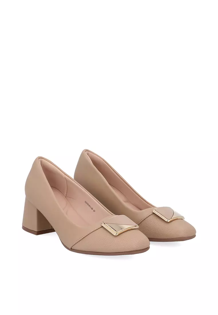 Medium Brown Florence Block Heel Pumps