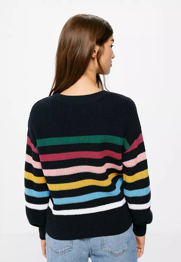 Ribbed multicolor sale striped sweater