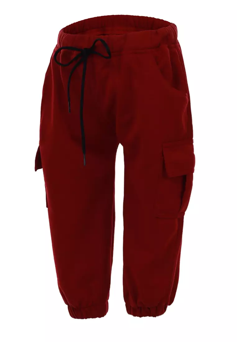 Wileen Celana Cargo Anak Unisex Kid Long Pants Slim Fit Comportable Material Fleece ORIGINAL - Maroon