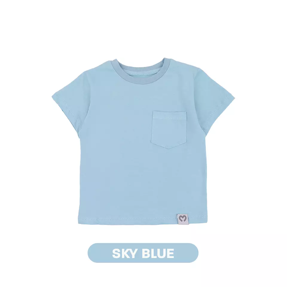 Mooi Kaos Anak Pocket Unisex Comfy T-Shirt Pocket Kids - Sky Blue