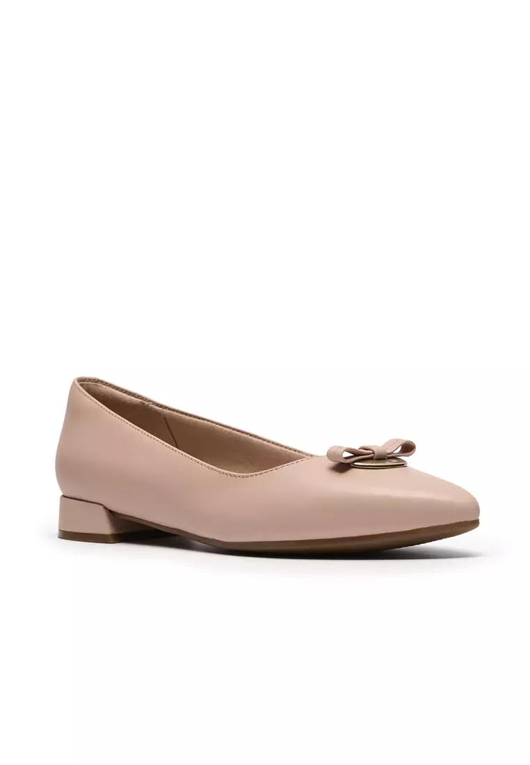 Womens Natalyn Trim Ballerina Light Pink Lea - Wide Fit