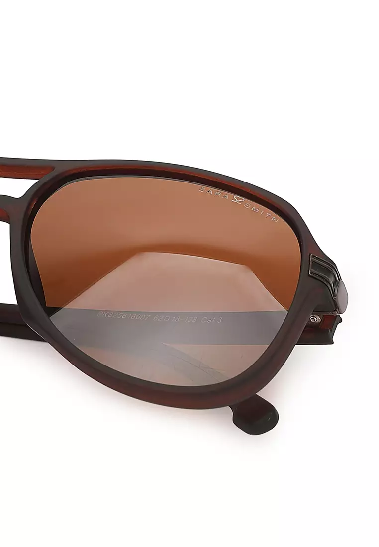 Unisex Casual Polarized Aviator Sunglasses - Matte Tea