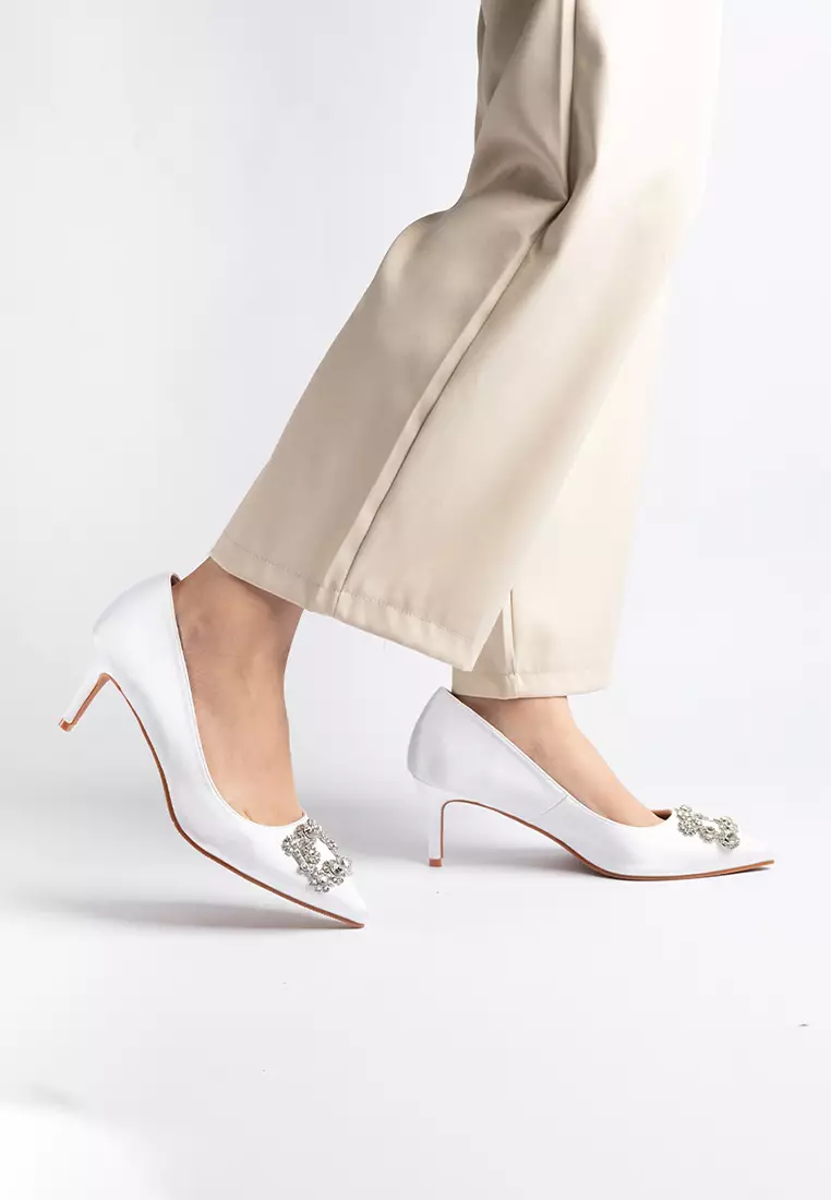 Joy Satin Rhinestone Heels