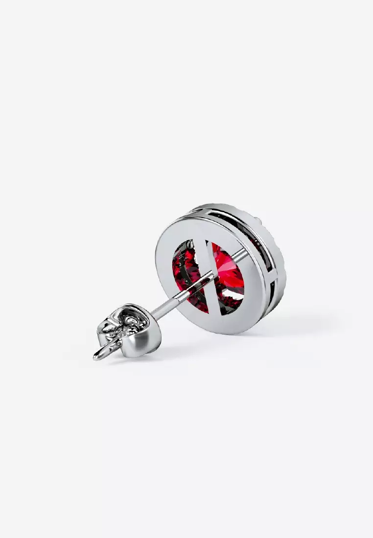 Vinstella Classic Halo Stud Earrings - Radiant Ruby