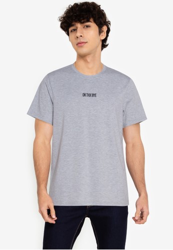 ZALORA BASICS grey Ok Thx Bye T-Shirt 51039AA68C9864GS_1