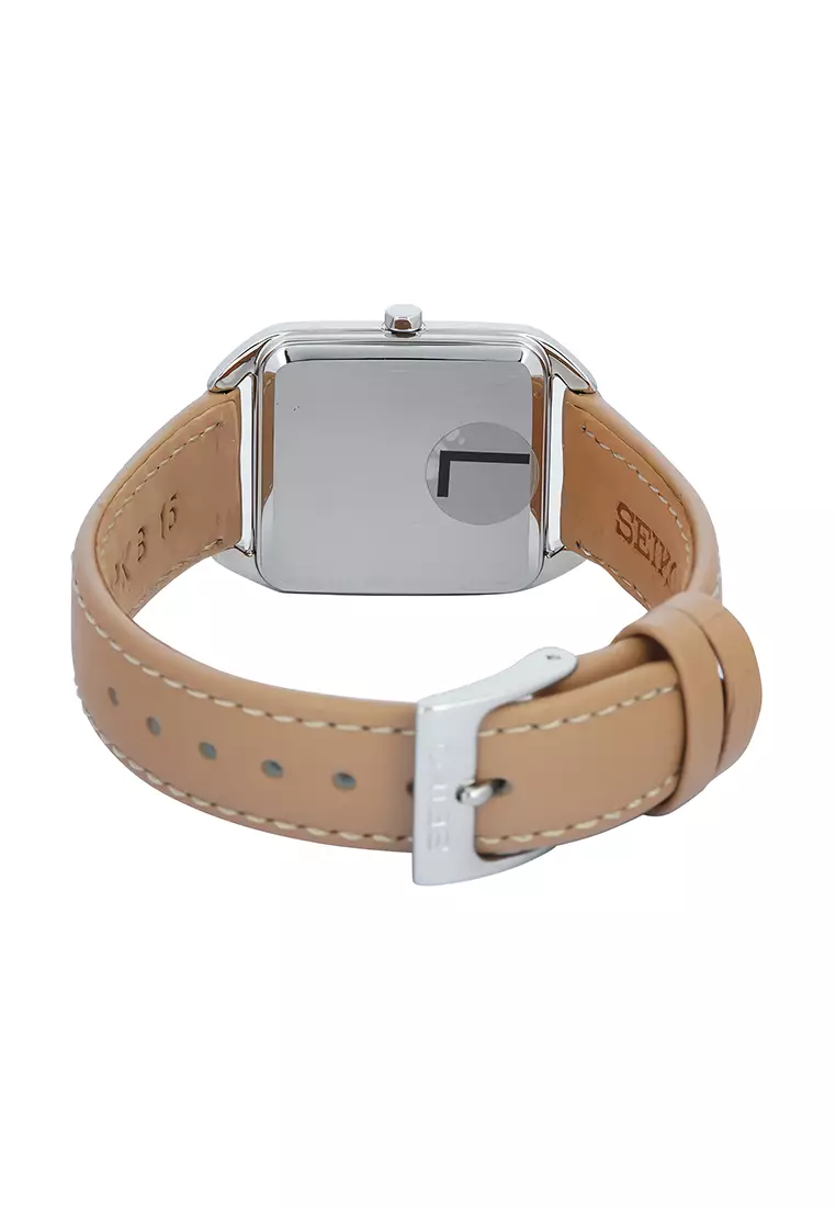 Seiko Ladies SWR089P1 Madam - Jam Tangan Analog Wanita - Beige Dial - Brown Leather Strap