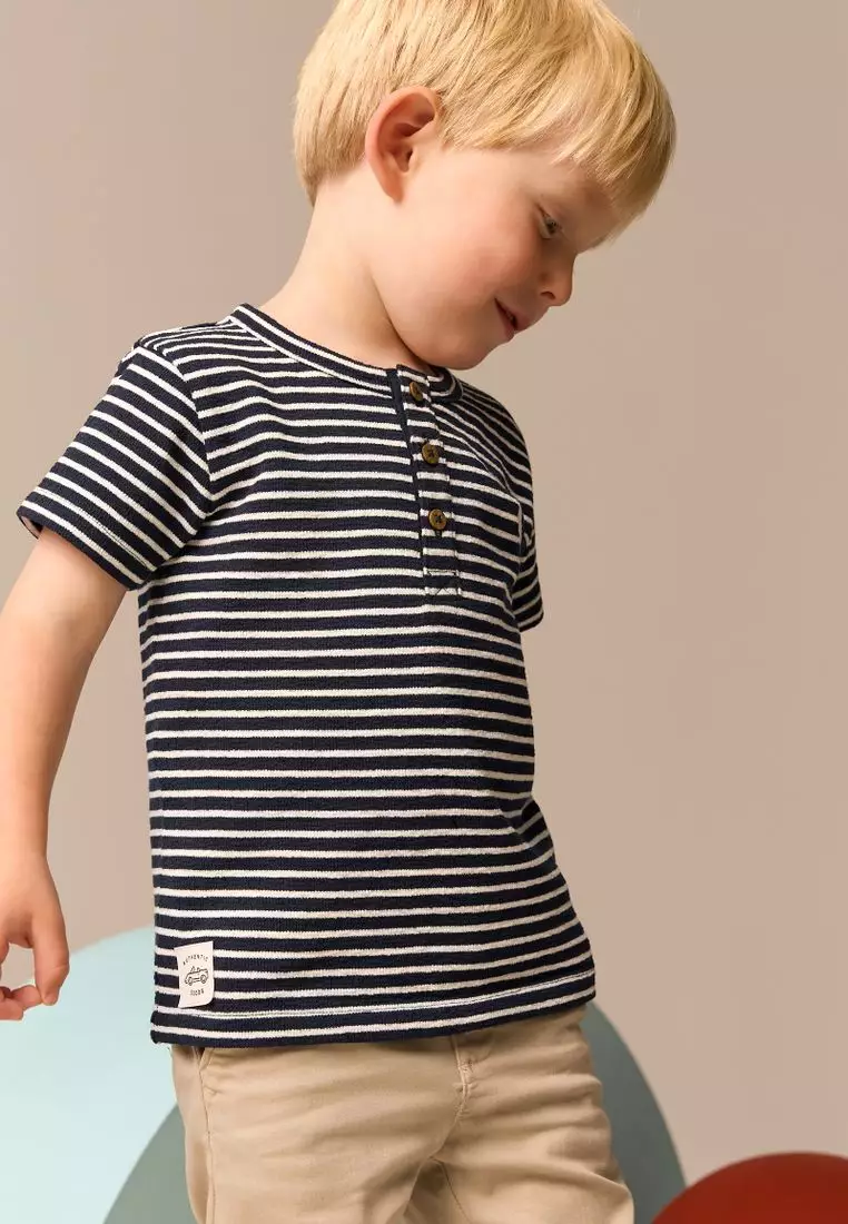 Short Sleeve Henley Neck T-Shirt