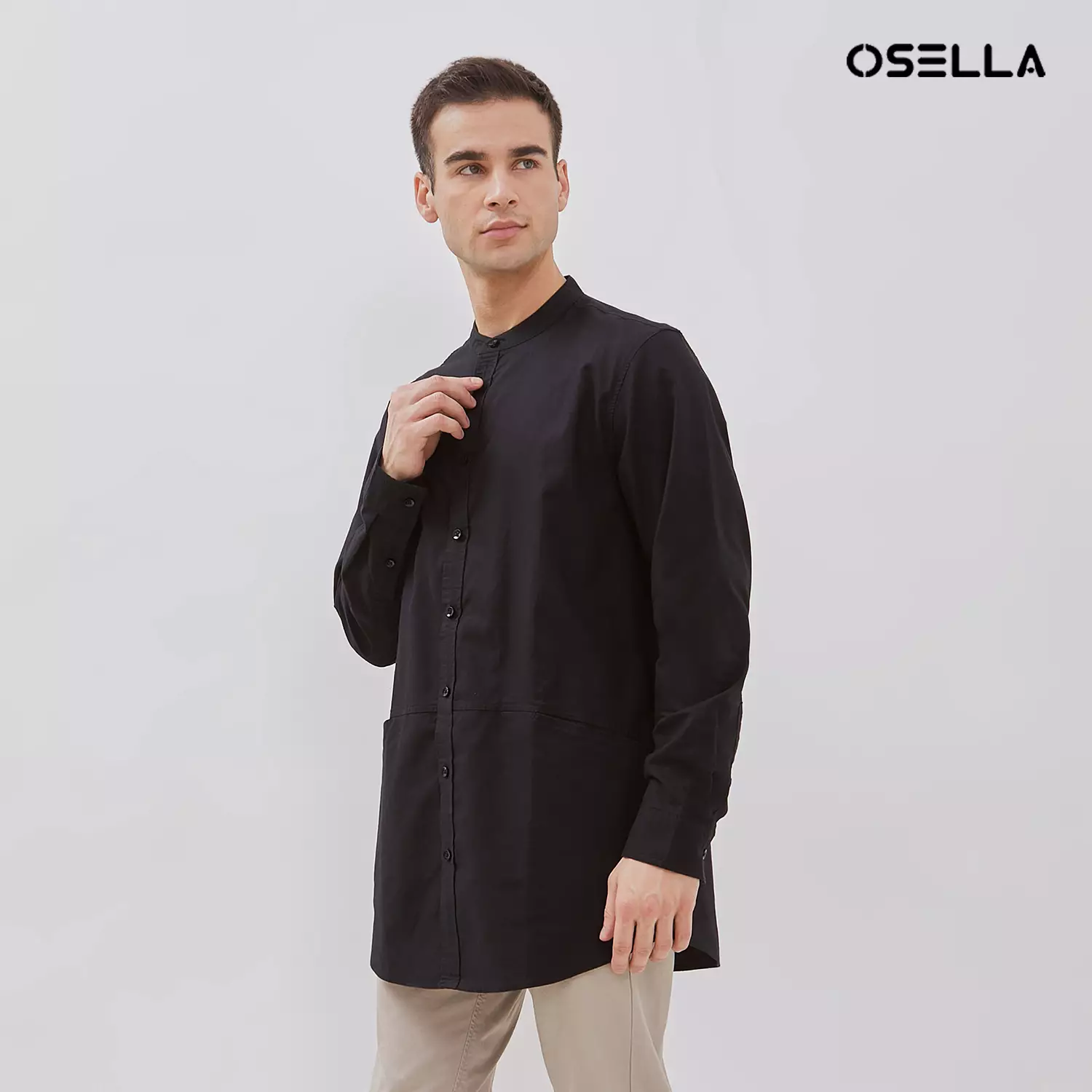 [NEW] Osella Zayan Tunic Shanghai Collared Long Sleeve Shirt 2037520943 | Kemeja Lengan Panjang Pria