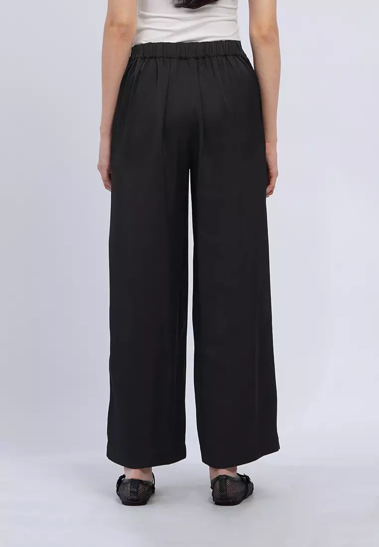 High Waist Satin Wide Leg Pants