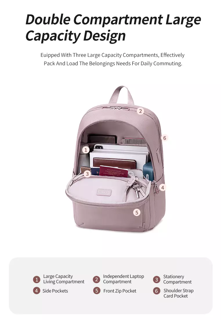 Shockproof 15.6 Laptop Compartment USB Port Waterproof Backpack for Women