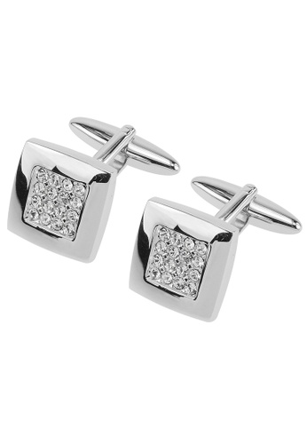 Buy Cuff It Pave Swarovski Crystals Soft Square Cufflinks Online