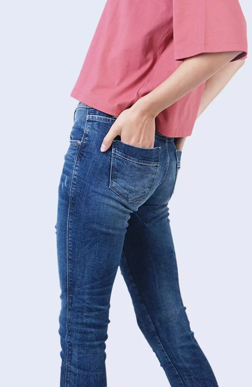 Celana Jeans Wanita Skinny F4 Series Medium Blue Mid Waist