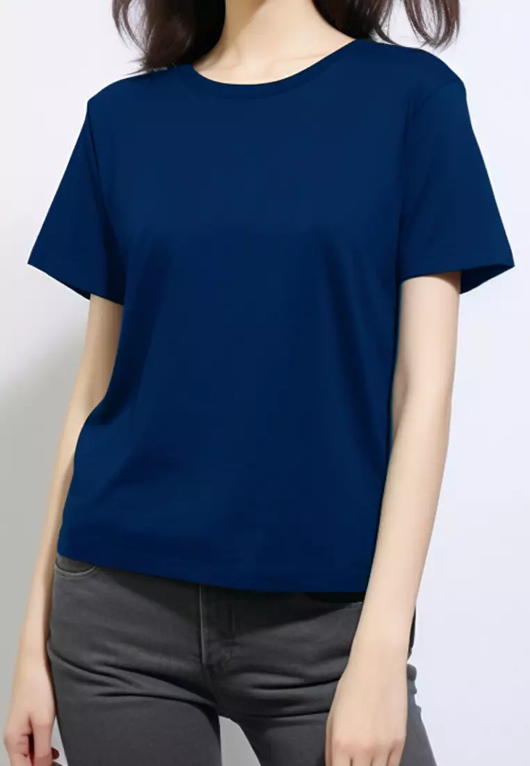LTF28 kaos t shirt wanita ladies perempuan casual slim fit polos navy