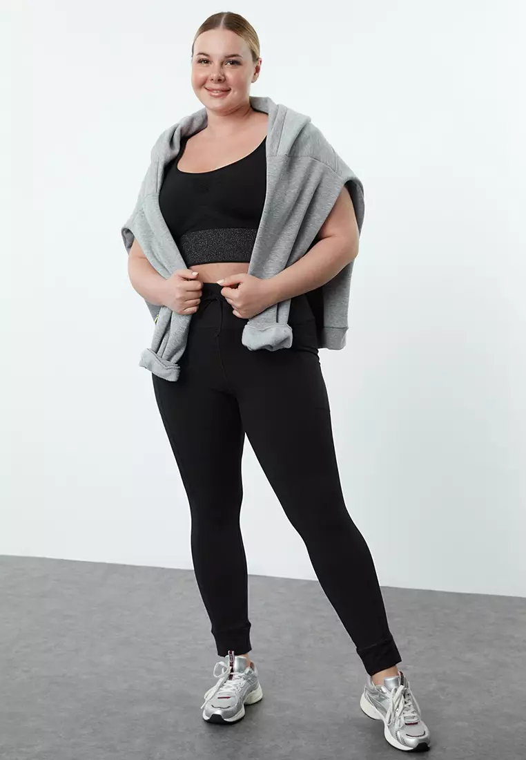 Black Brushed Scuba Full Length Sports Leggings TBBAW25BV00000