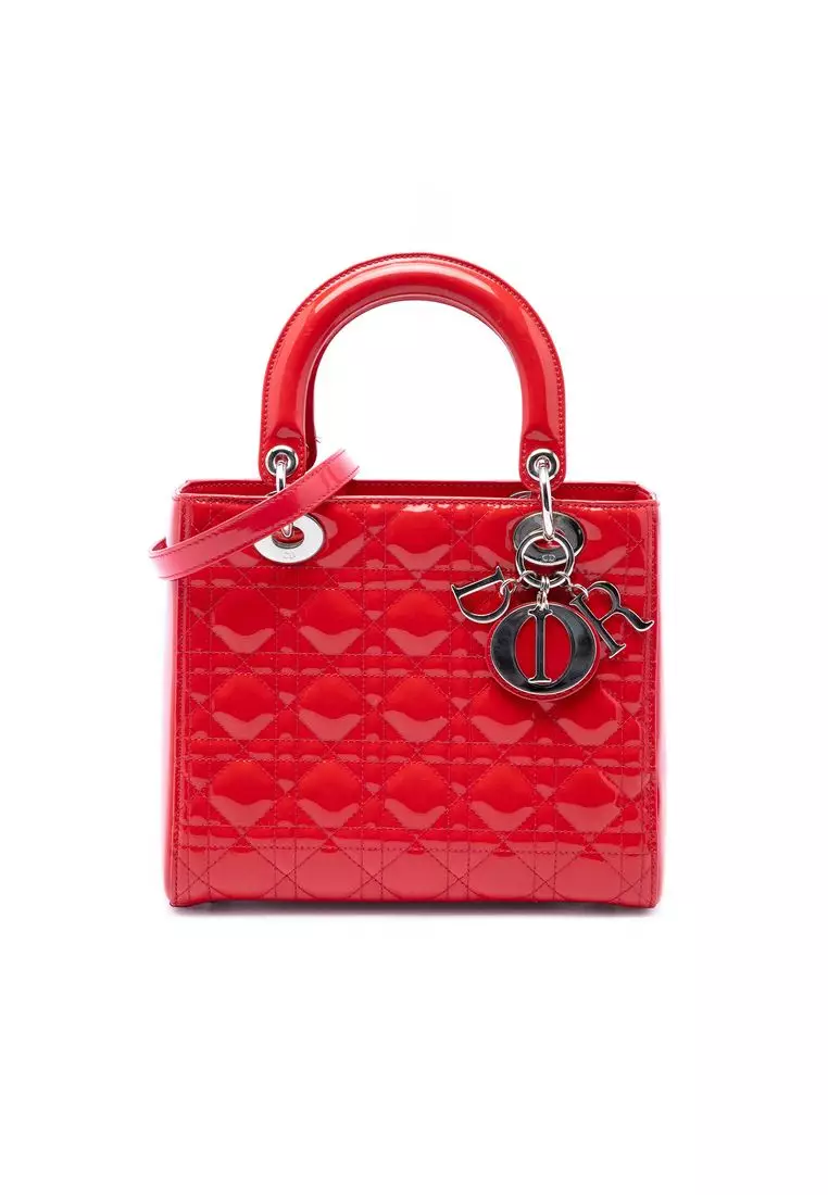 Pre-Loved Dior Medium Patent Cannage Lady Dior