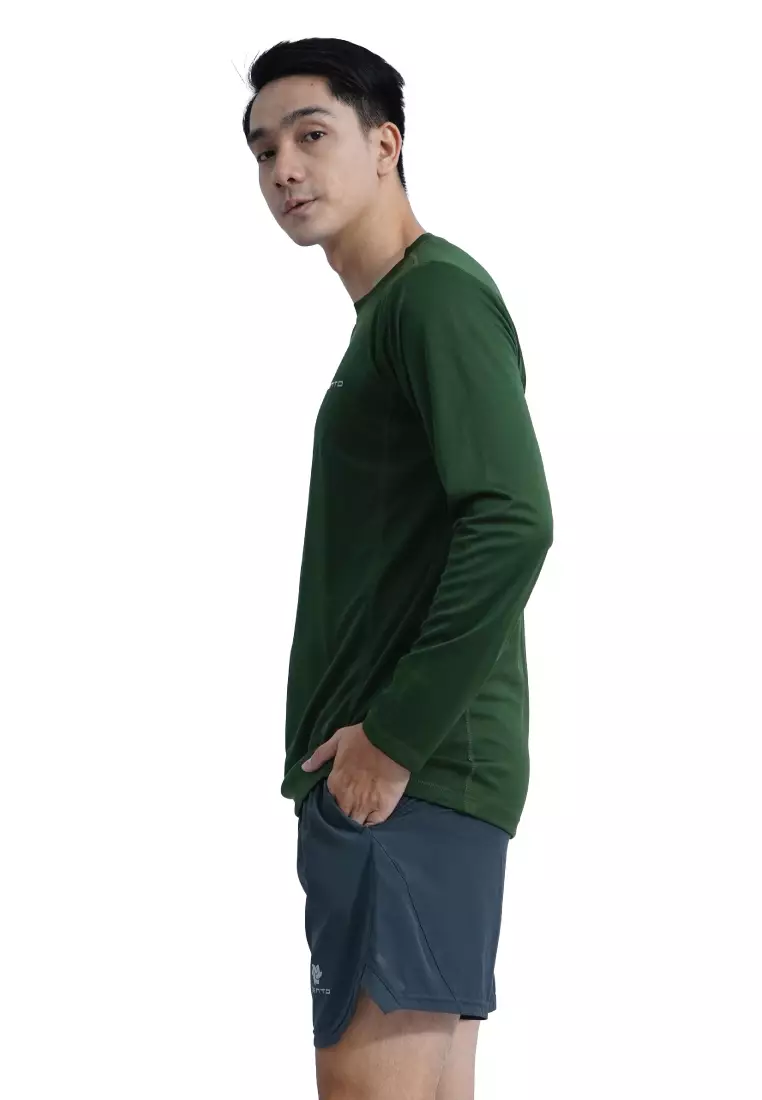 Tiento Kaos Running Dry Fit Lengan Panjang Baju Olahraga Pria Lari Gym Fitness Army