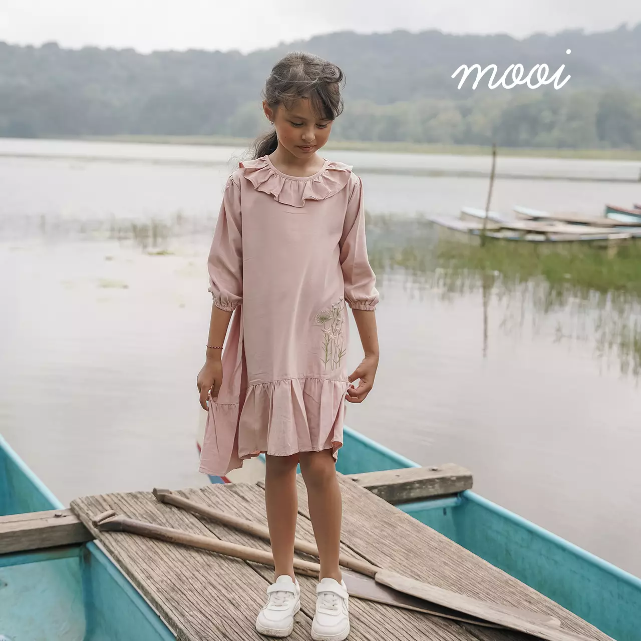 Mooi Dress Anak Gamis Anak Perempuan Raya Collection Mazaya Dress - Clay Red