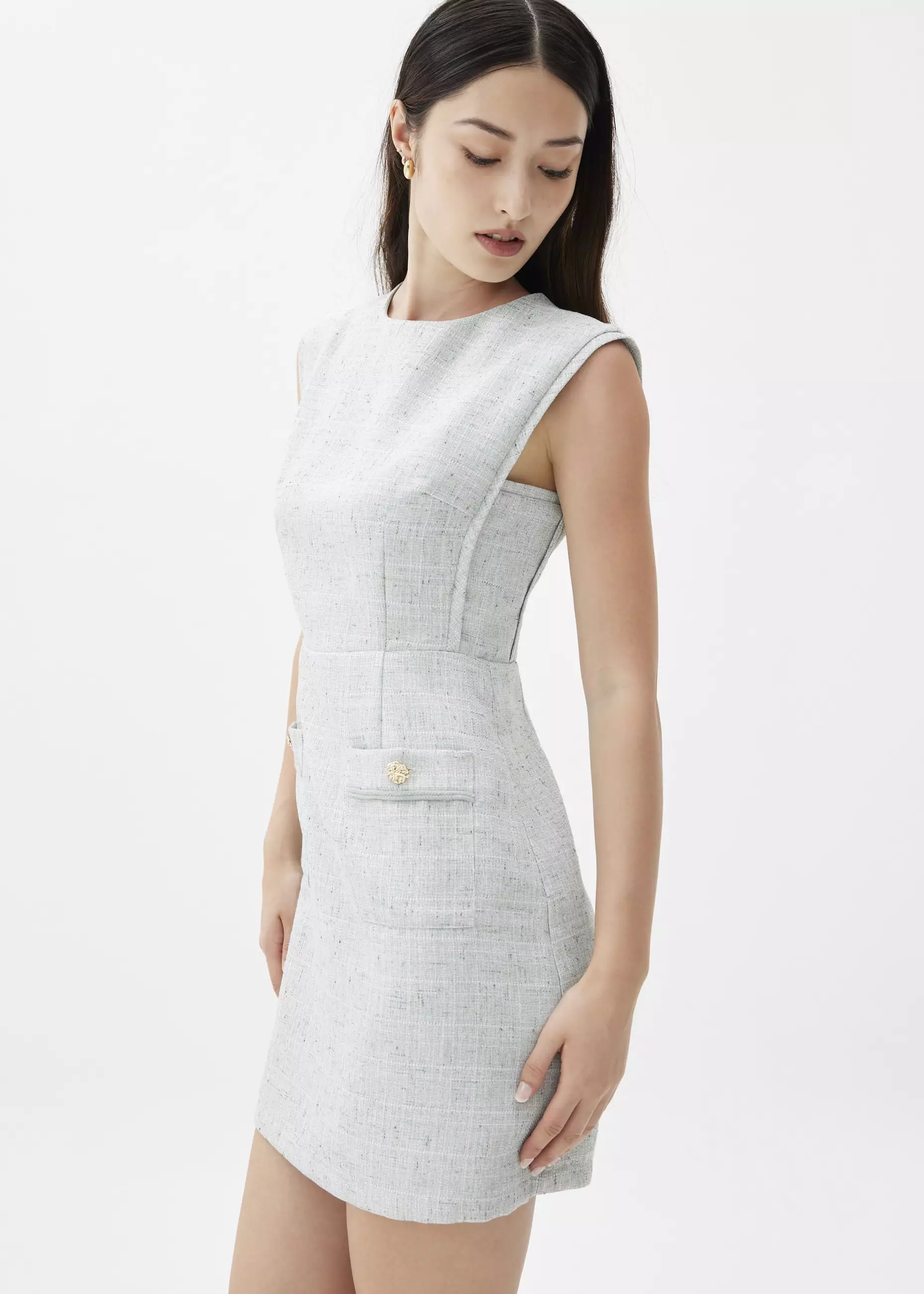 Dress Wanita - Aria Tweed A-line Mini Dress