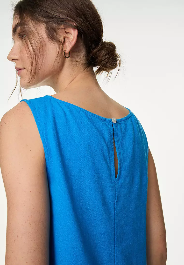 Linen Rich Knee Length Shift Dress