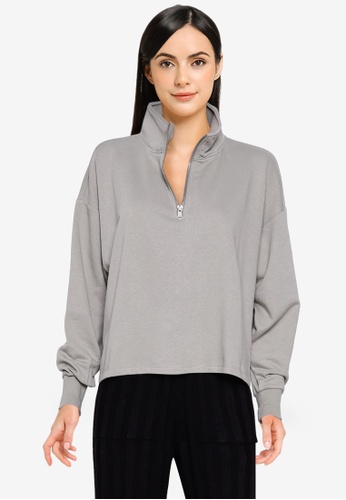 ONLY grey Essa Long Sleeves Zip Sweater 8D7BBAA9D556F1GS_1