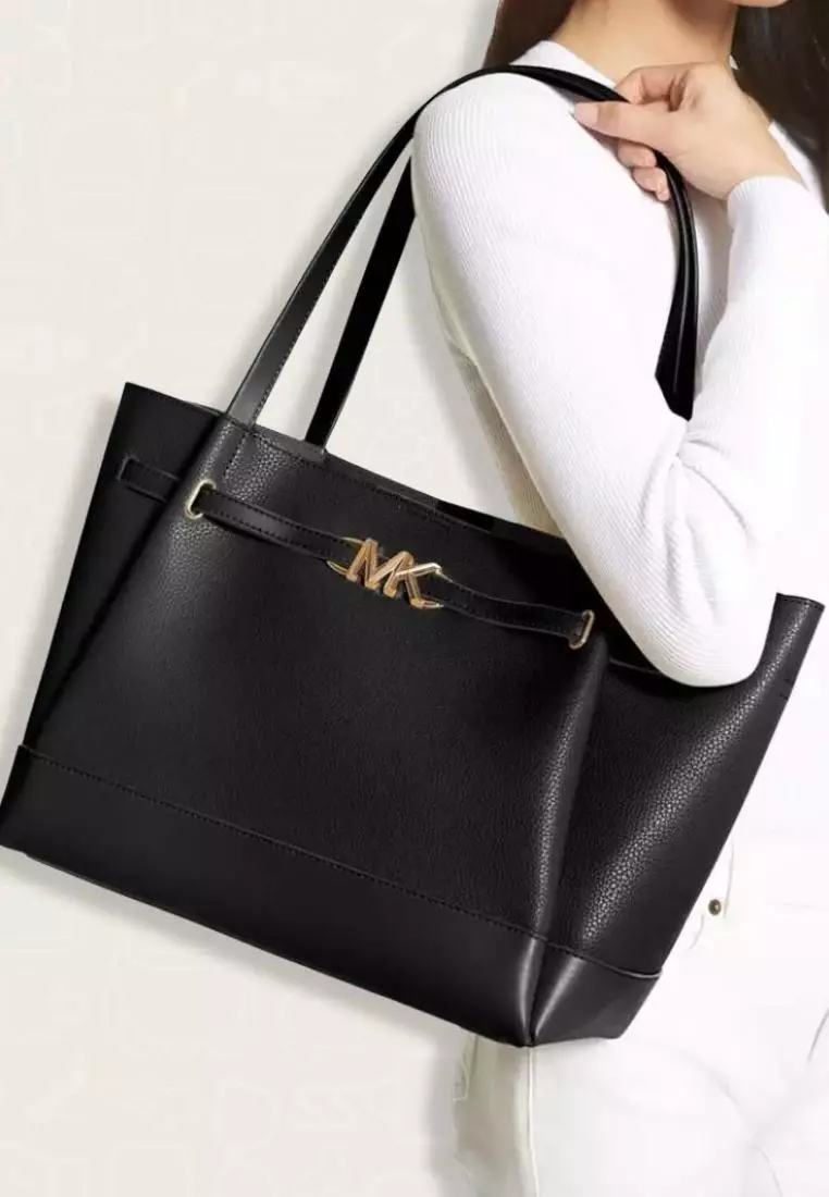 Michael Kors Reed Large Pebbled Leather Tote Bag Black