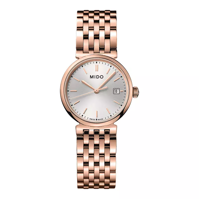Jam Tangan Wanita MIDO Dorada M033.210.33.031.00 Silver Dial Rose Gold Stainless Steel Strap