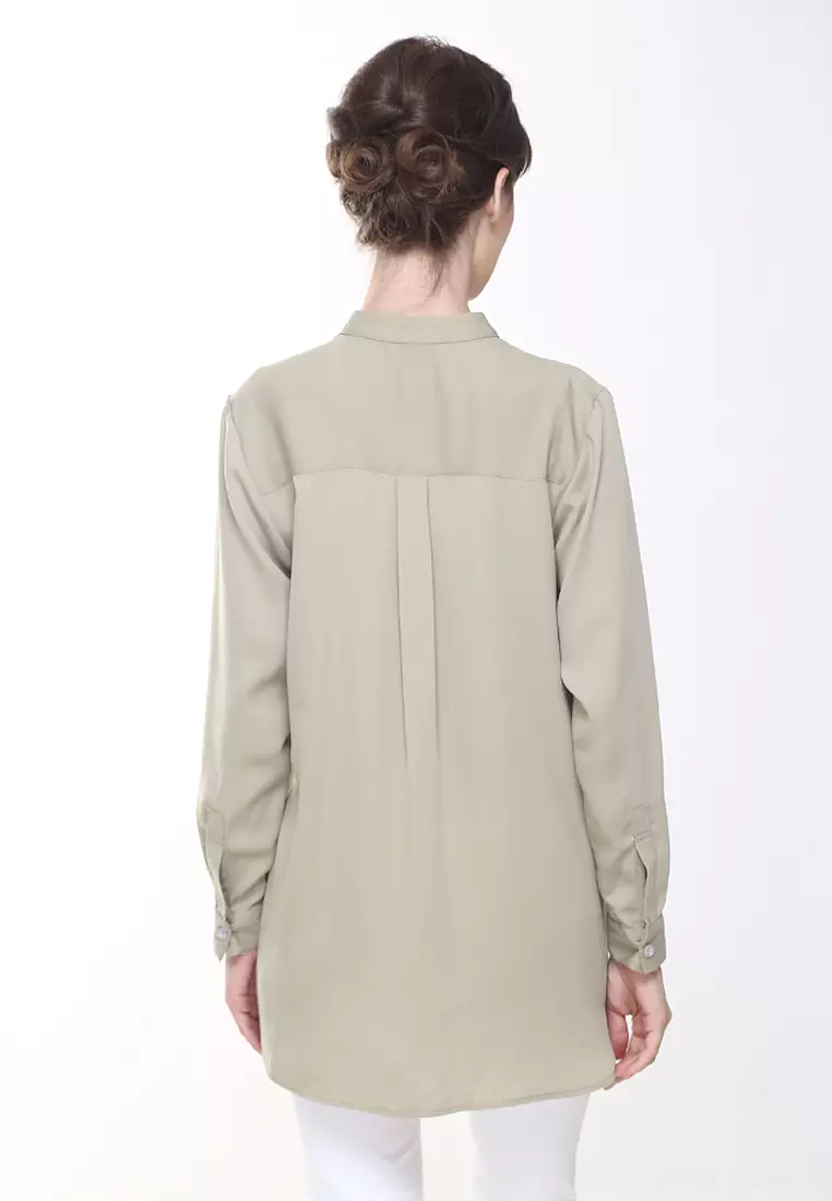 Eva Suit Office Wear Top in Silver Off White
