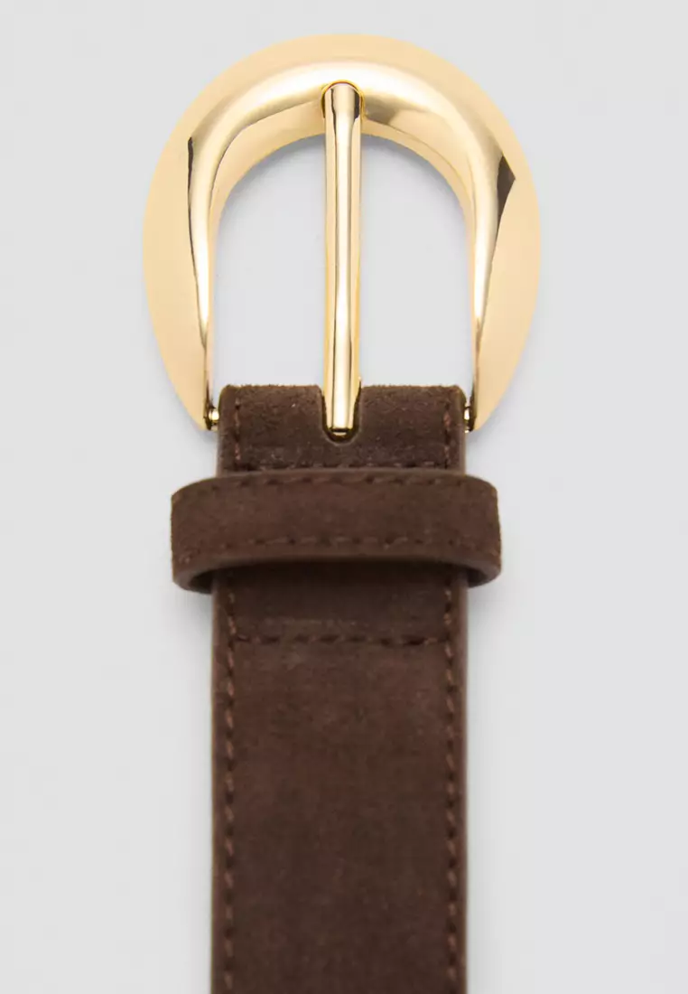 Leather Belt With Oval Buckle