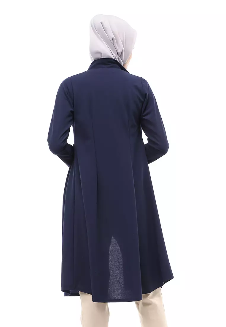 Elena Cardigan Polos Muslimah Atasan Wanita Relaxed Fit - Navy