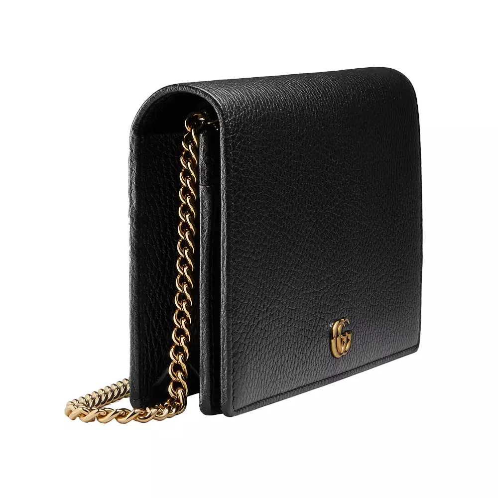 GG Marmont Leather Mini Chain Bag Black Ghw