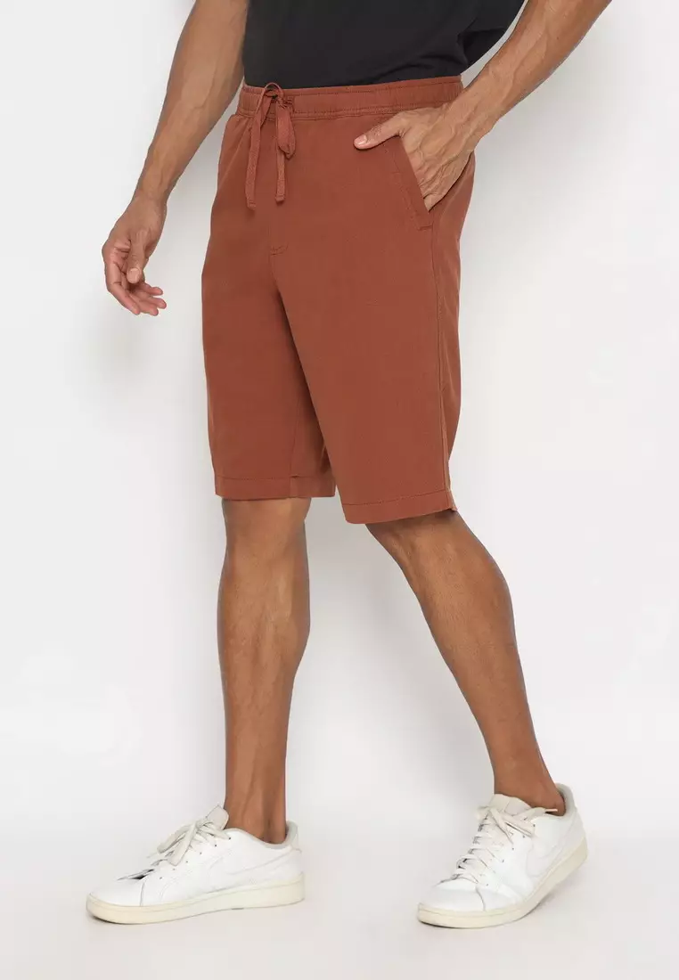 RBJ Celana Pendek Karet Polos Cotton Coklat Tua Pria