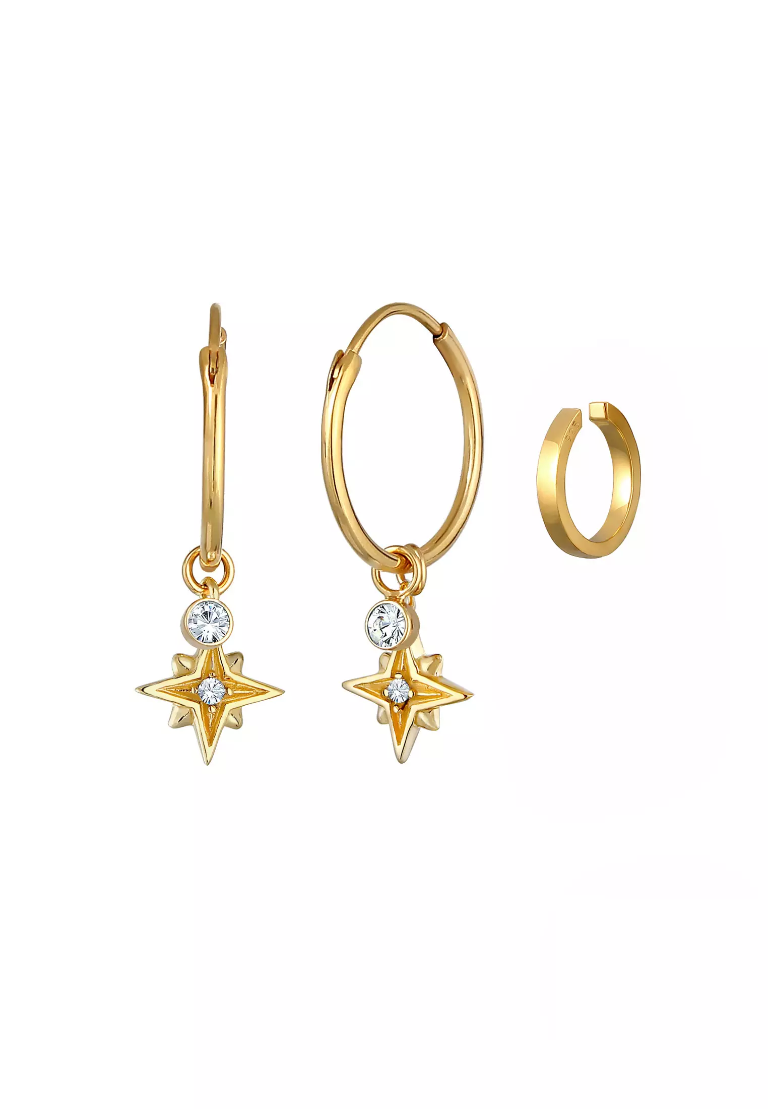 Earrings Creoles Earcuff Astro Star Gold Plated
