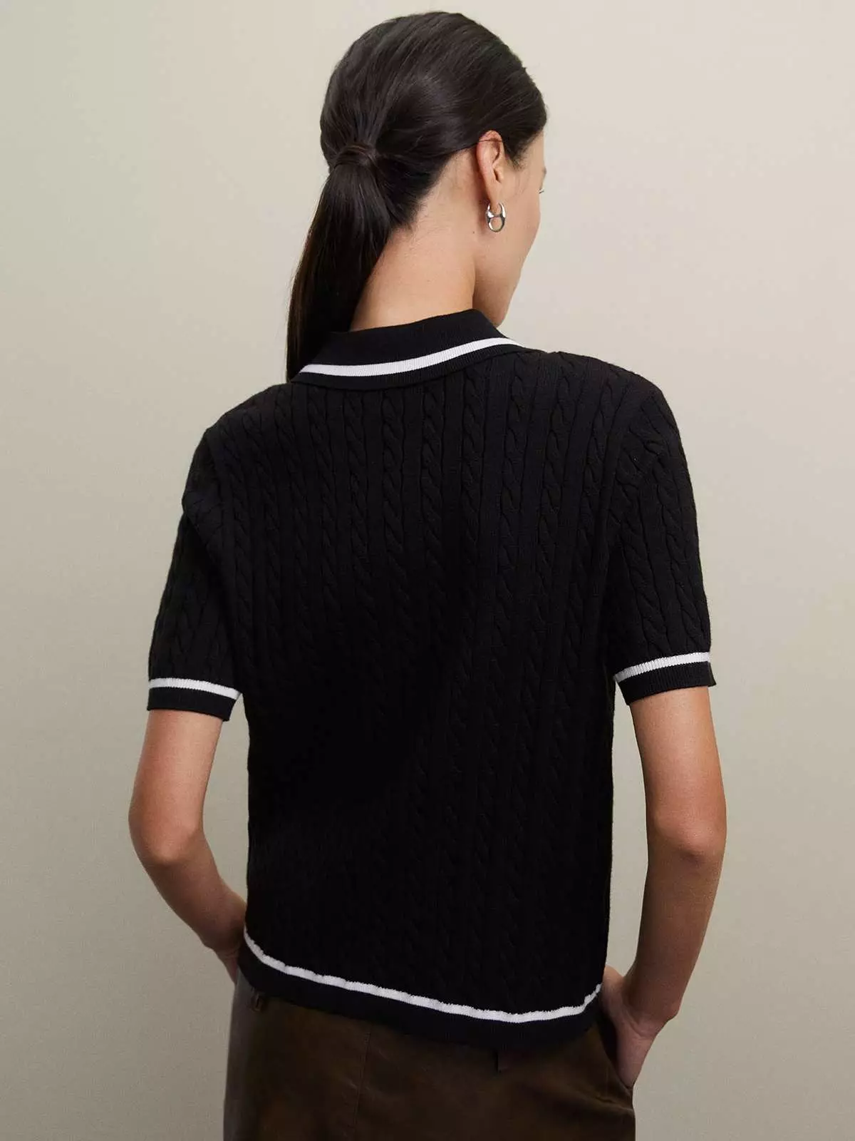 Knit Polo Top - Black