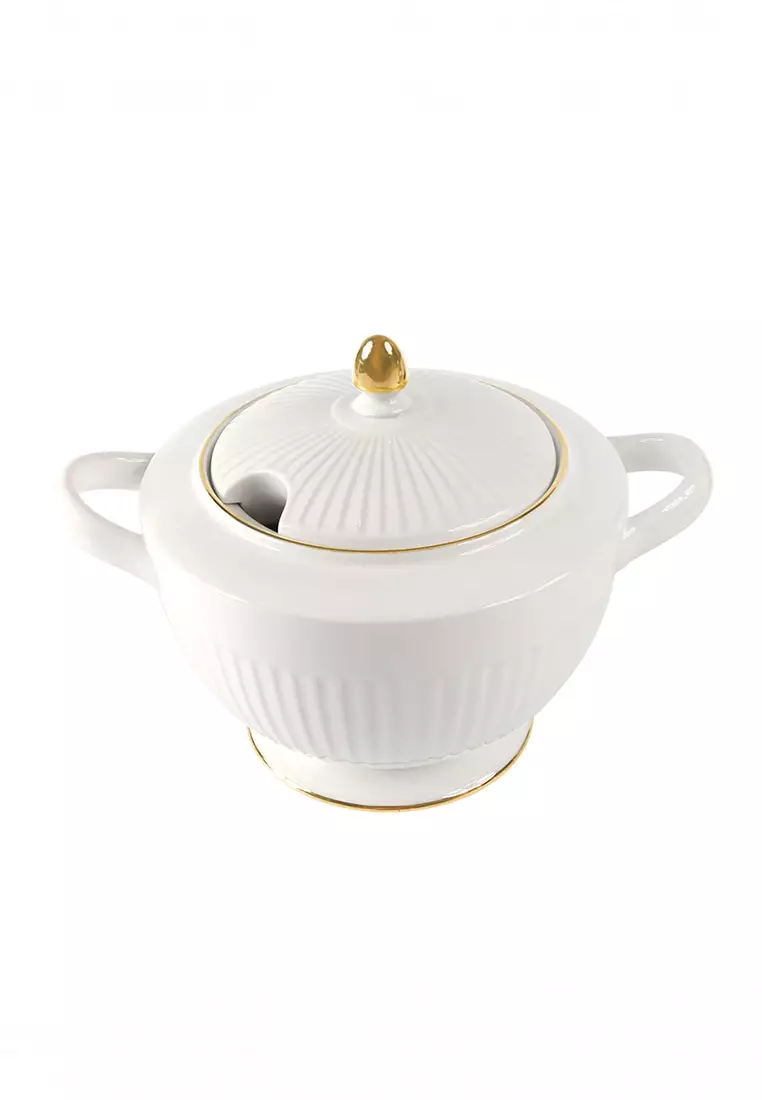 Buy FELLI Qualitier Premium Fine Porcelain Gold Rim Soup Tureen 11.5