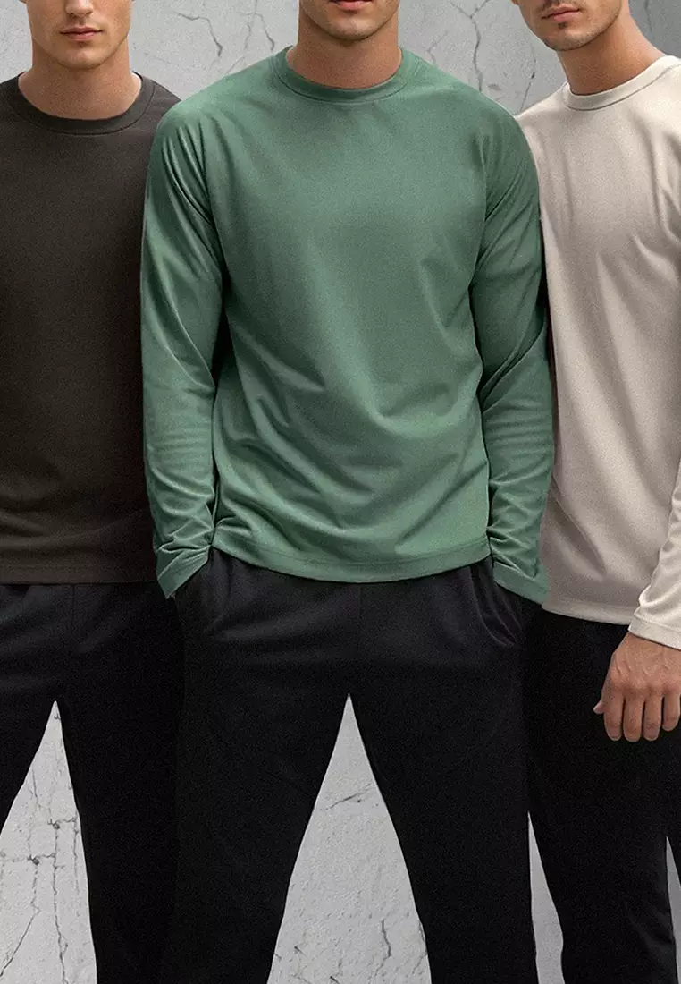 Dark Brown-Dark Green-Stone 3-Pack Slim/Slim Cut 100% Cotton Men's T-Shirt Tedaw25Ts00010