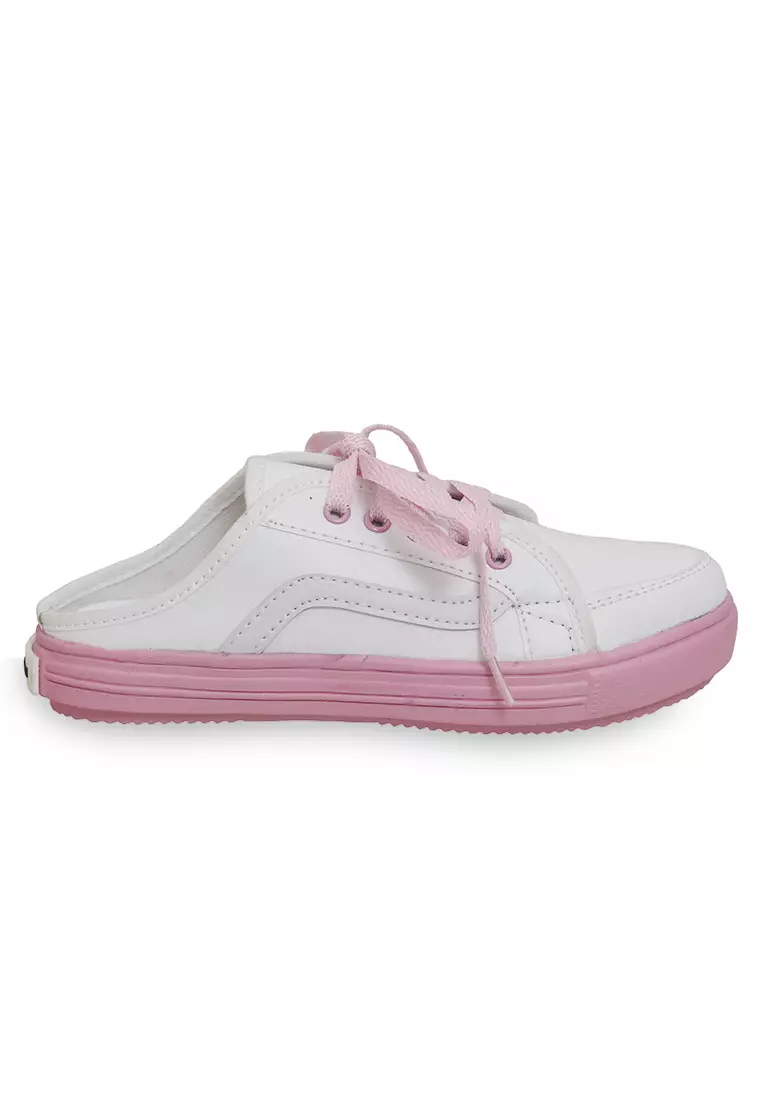 Sepatu Sneakers Casual Tali Ikat Material Canvas Comfortable - White