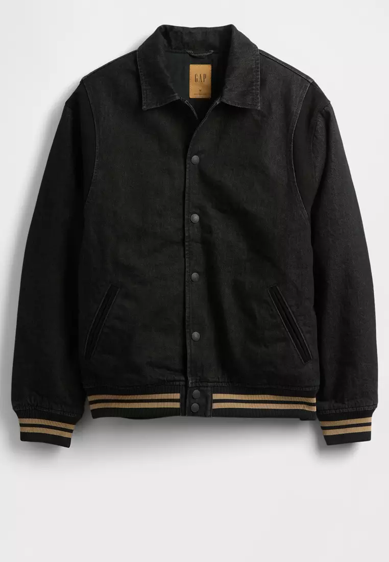 Oversized Varsity Denim Jacket