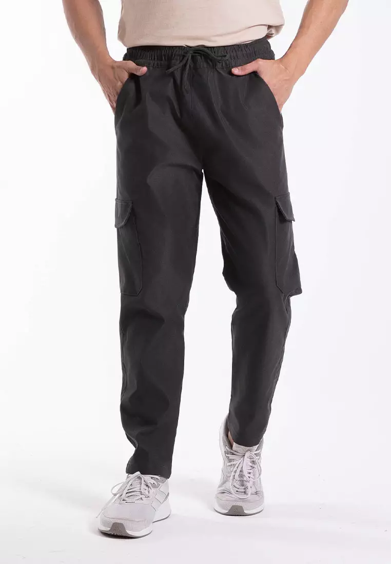 Forest Elastic Waist Trousers Cargo Long Pants Men | Seluar Panjang Lelaki - 10791-03DkGrey