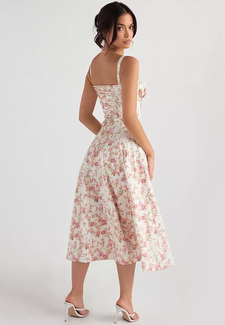 Backless Slim Suspender Slit Dress LBH-D1313