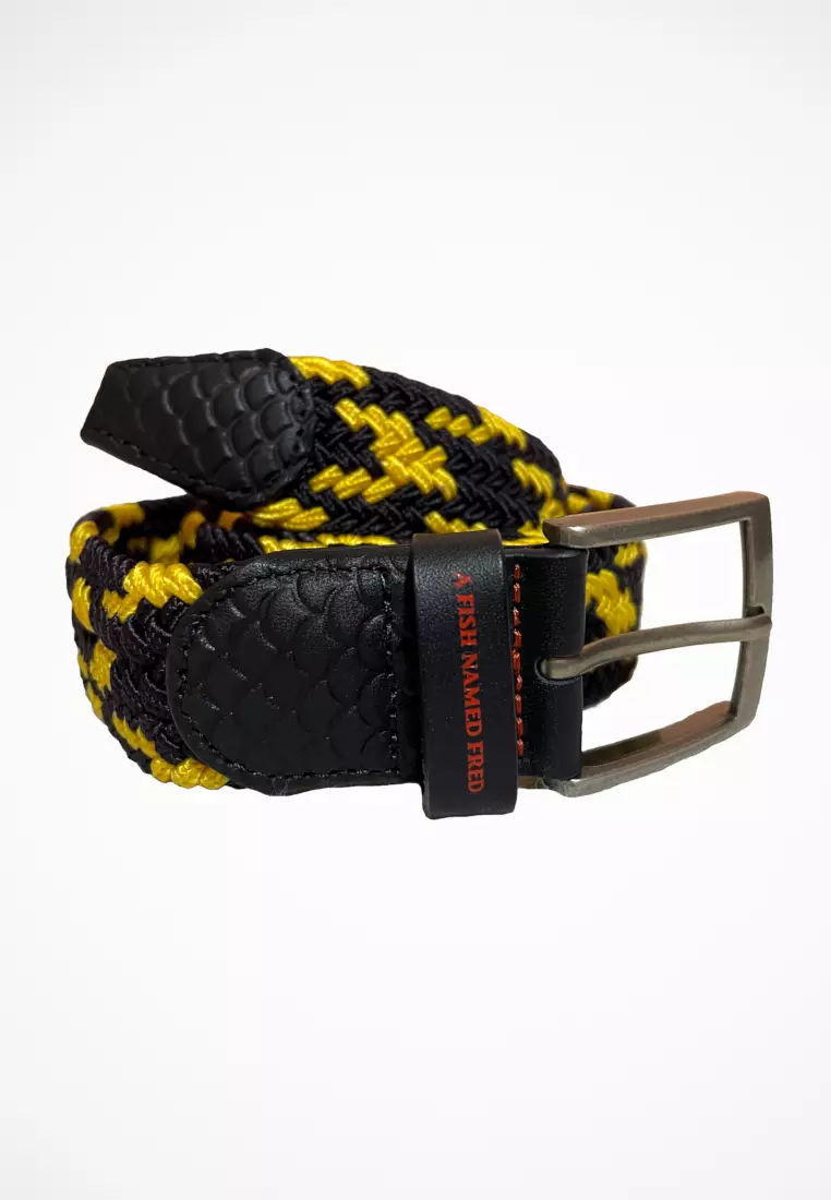 Braided Belt- Cross Yellow/ Navy