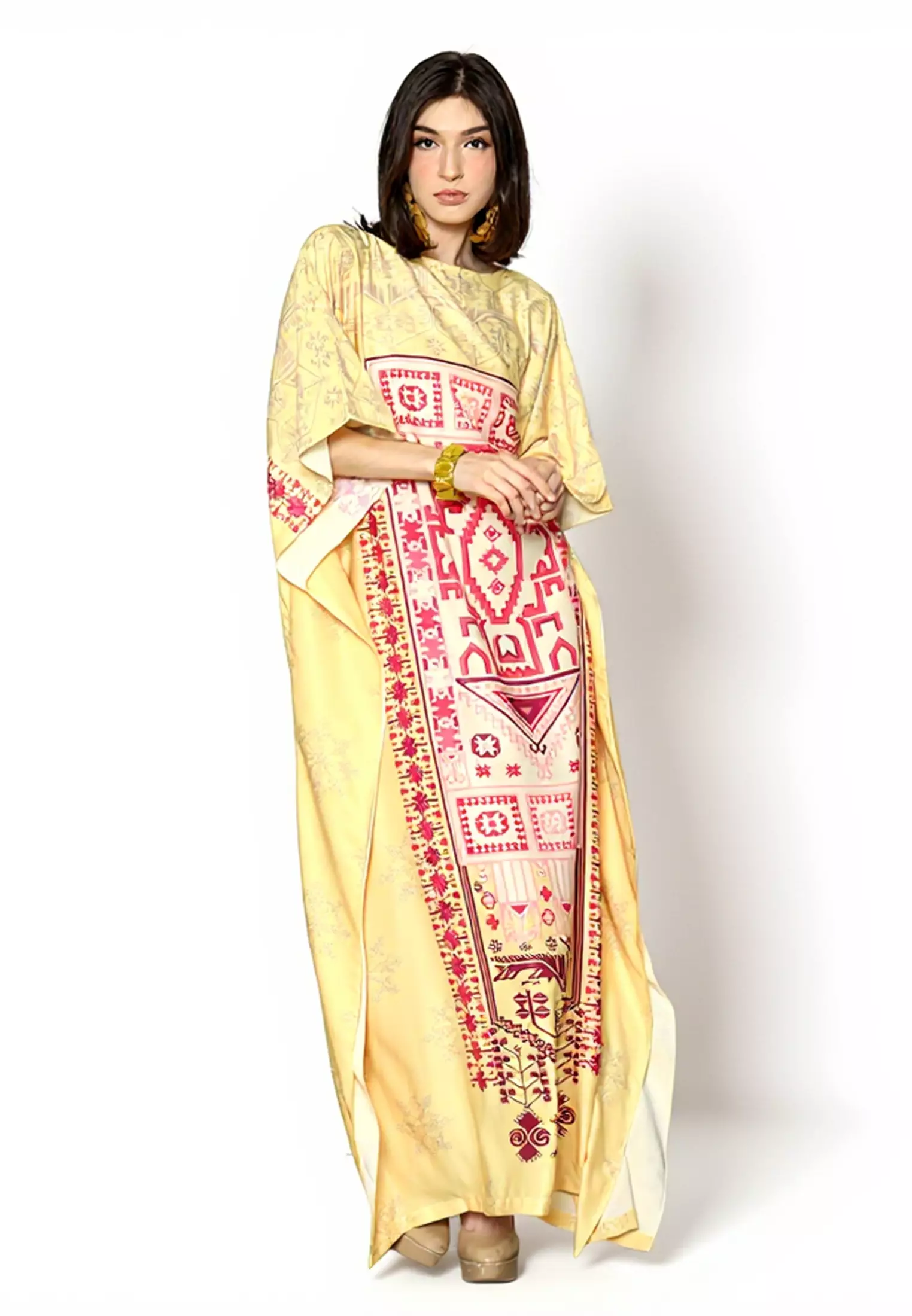 Kanzi Collection Short Sleeve Modern Abstact Kaftan