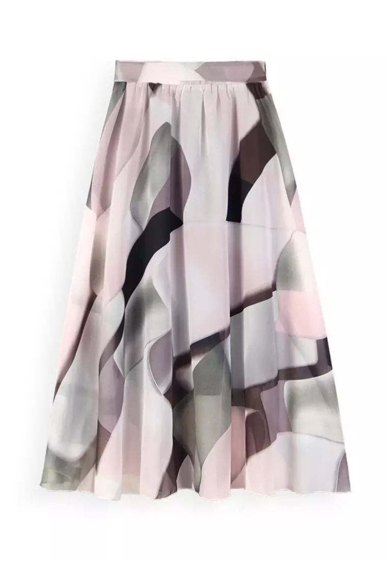 碎花雪紡半身長裙 QW-JR2221