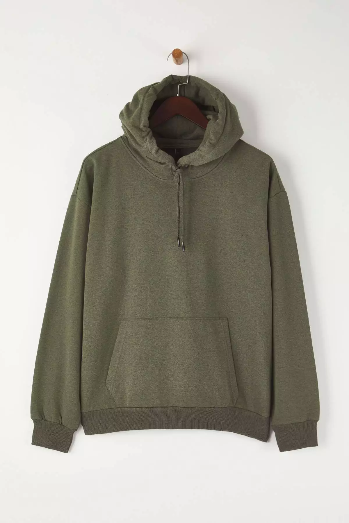 Khaki Oversize/Wide Cut Hooded Fleece/Warm Floral Printed Sweatshirt